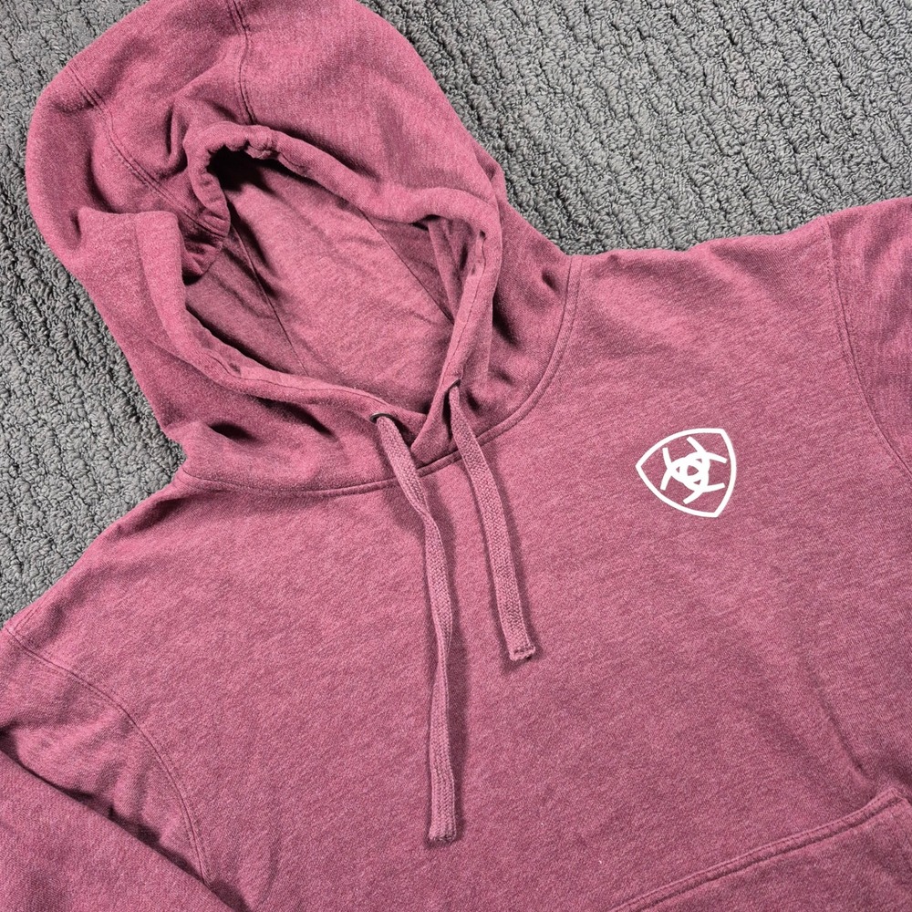 Ariat Arrowhead Hood Mens Size M Burgundy Heather Logo Pullover Hoodie 10046393